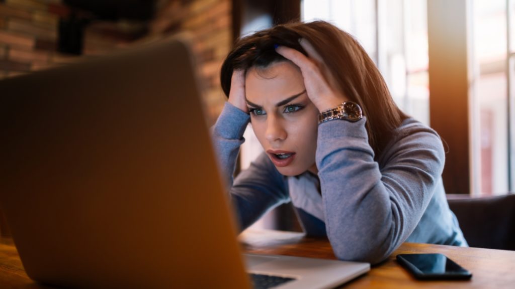 Women having problem with computer